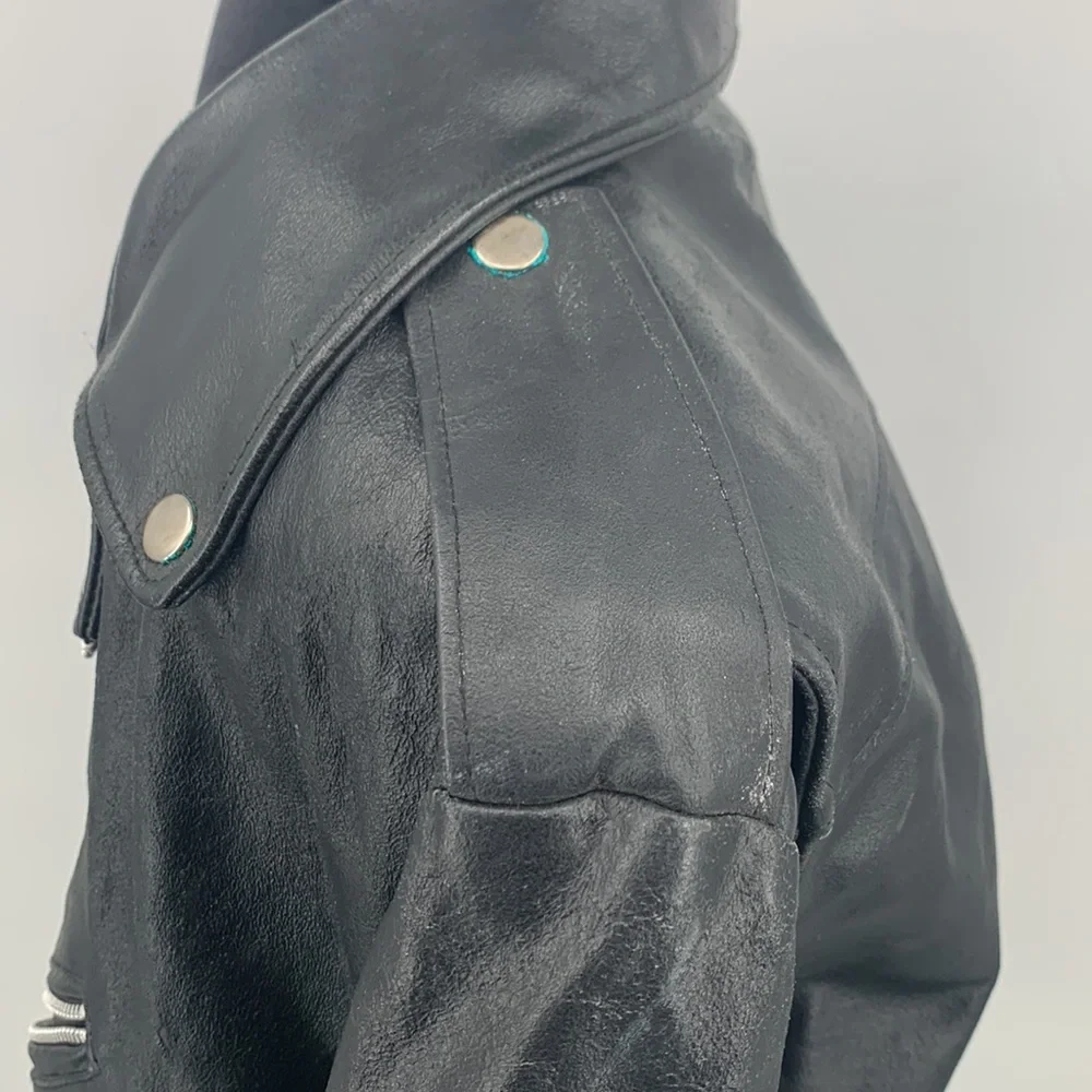 Niki Leather Jacket size XL Black Motorcycle jacket vintage - Picture 7 of 15